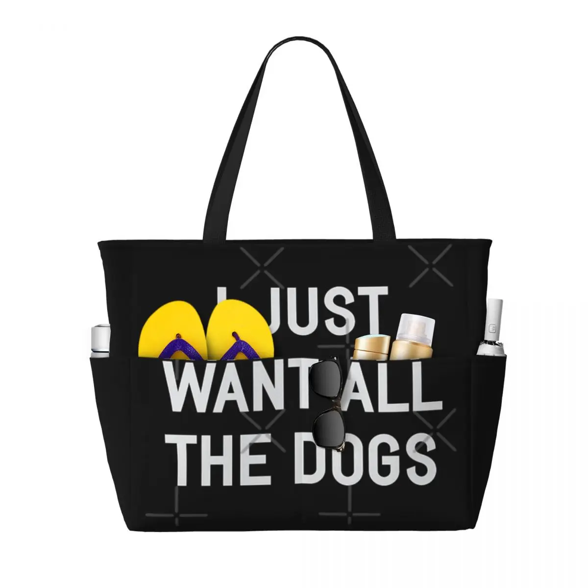 I Just Want All The Dogs Beach Travel Bag, Tote Bag Modern Large Capacity Daily Shoulder Bag Multi-Style Pattern