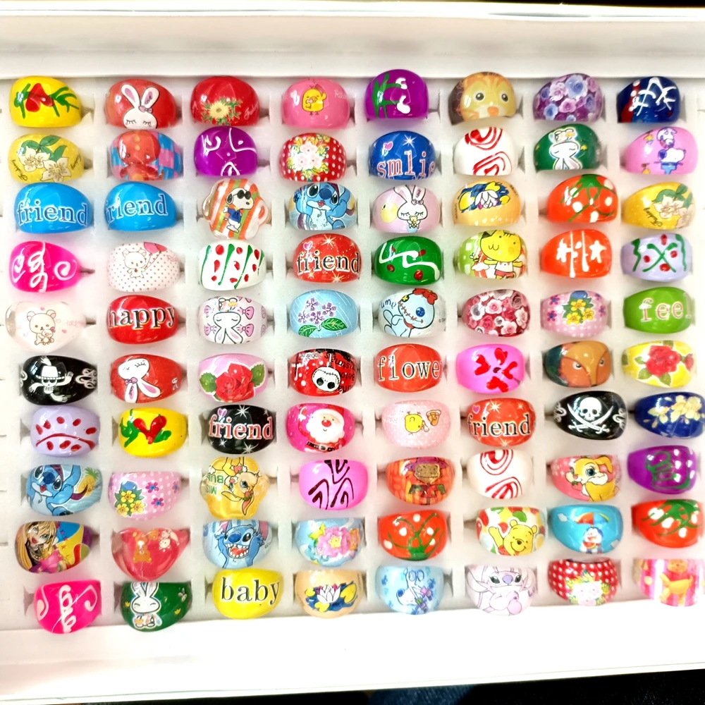 الجملة 25 قطعة/الوحدة المرأة الملونة الراتنج الاكريليك خواتم الفتيات مختلف الجمالية مجوهرات هدايا الحفلات #6