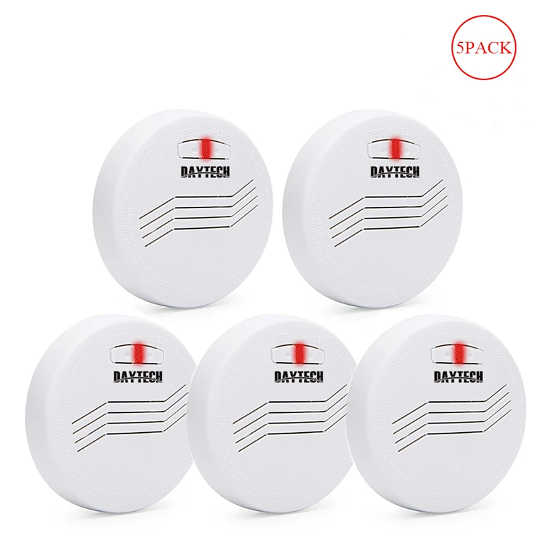 DAYTECH 5 PACK fire Alarm with 10 years battery independent smoke detector