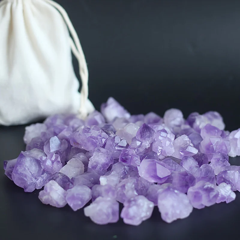 Uruguay Natural Amethyst Flower Small Cluster Chips Raw Rough Crystal Stone For Plant Pot Aroma Diffuser  Collection Ornament