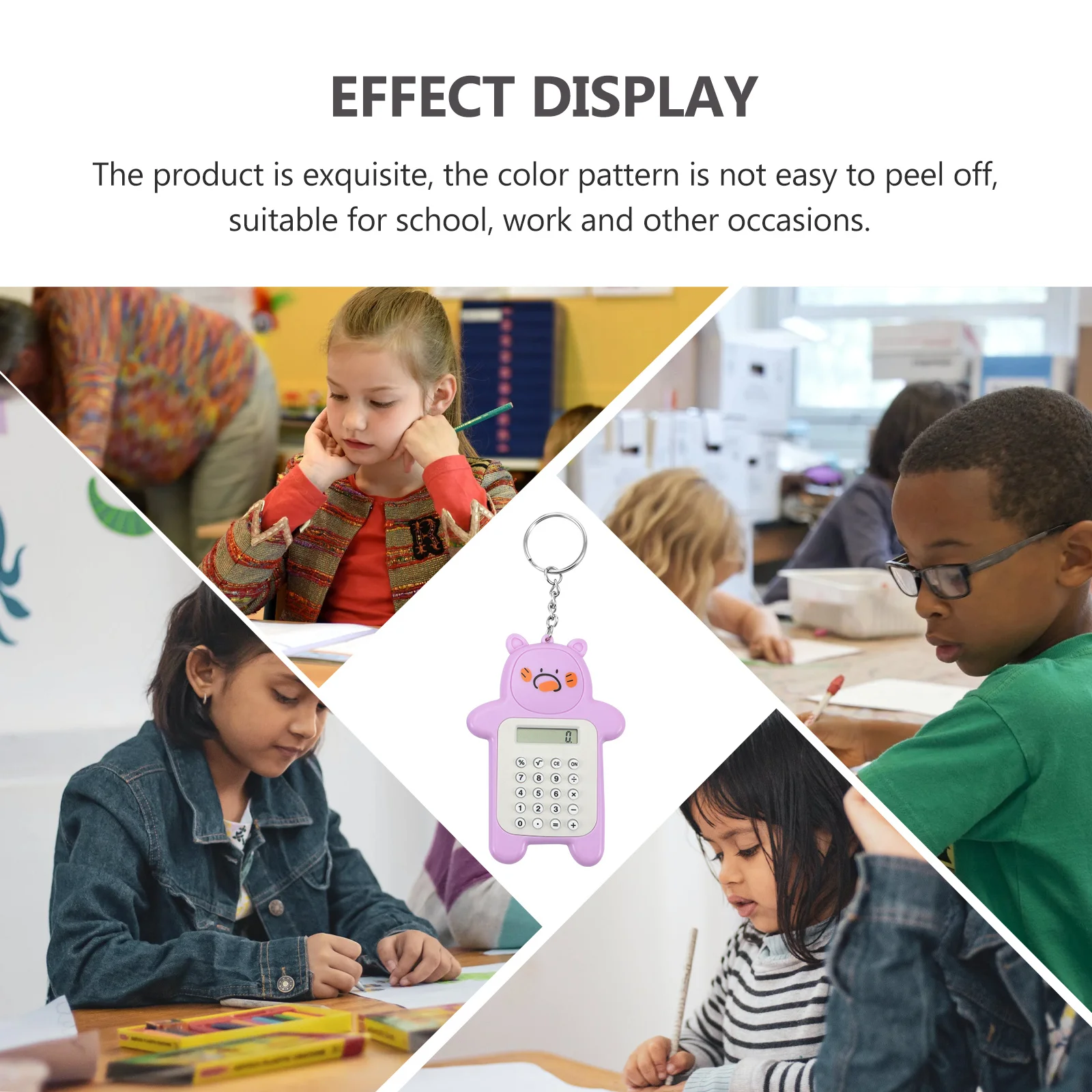 

3Pcs Cartoon Bear Calculator Adorable Bear Shape Electronic Calculator Key Chain Pendant for Fun