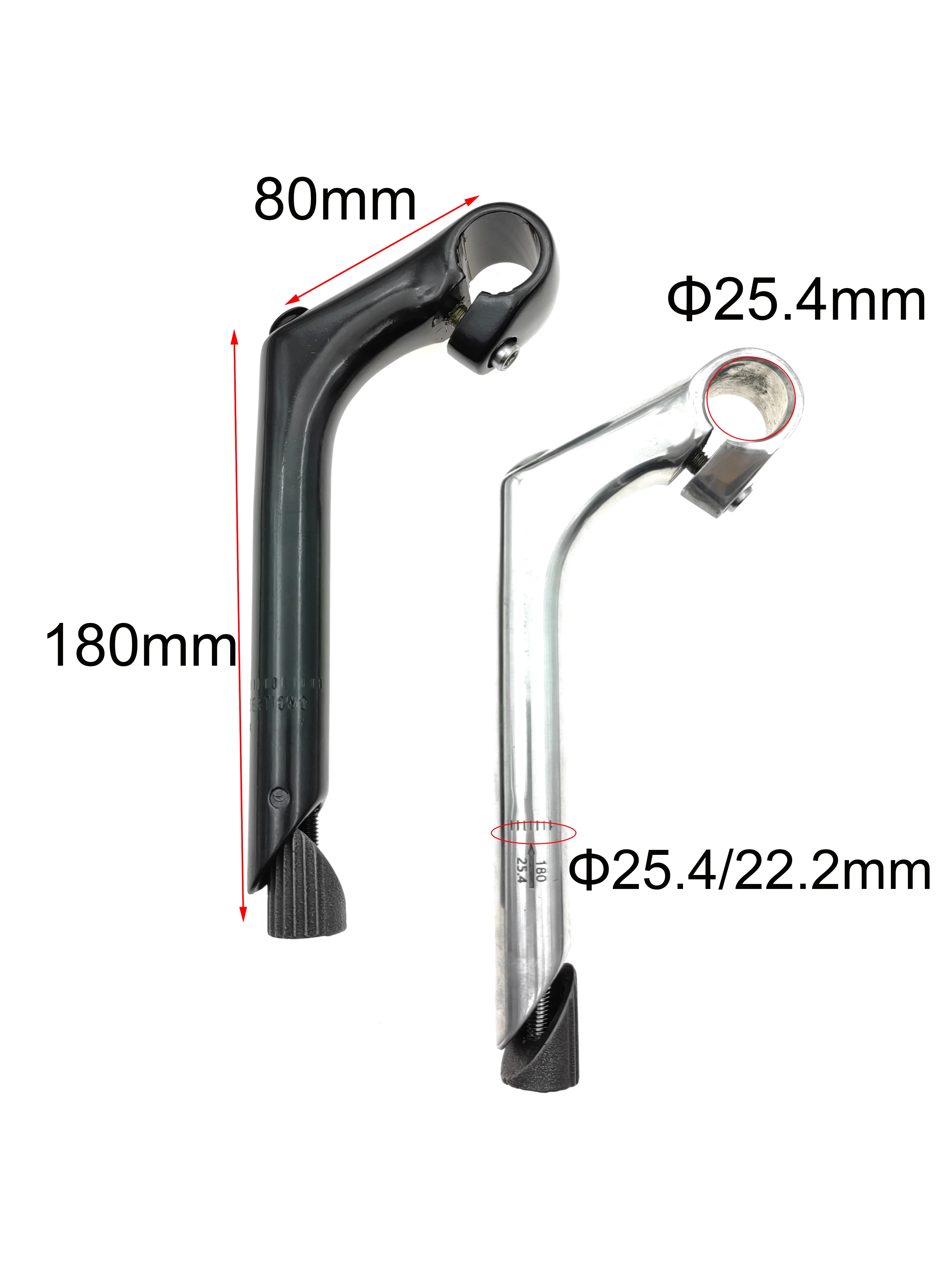 Bicycle Handlebar Stem E-bike Aluminum Gooseneck Design Handlebar 80mm*25.4mm*22.2mm*180L Bicycle Accessories