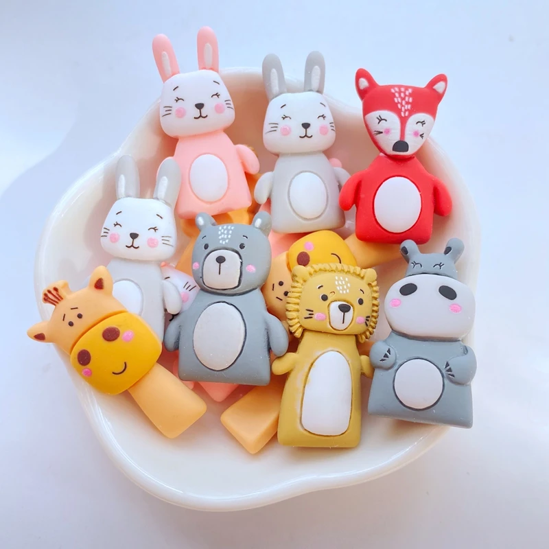 10pcs New Cute 15-30mm Resin Mini Animal Flat Back Cabochon Scrapbook Kawaii DIY Embellishments Accessories