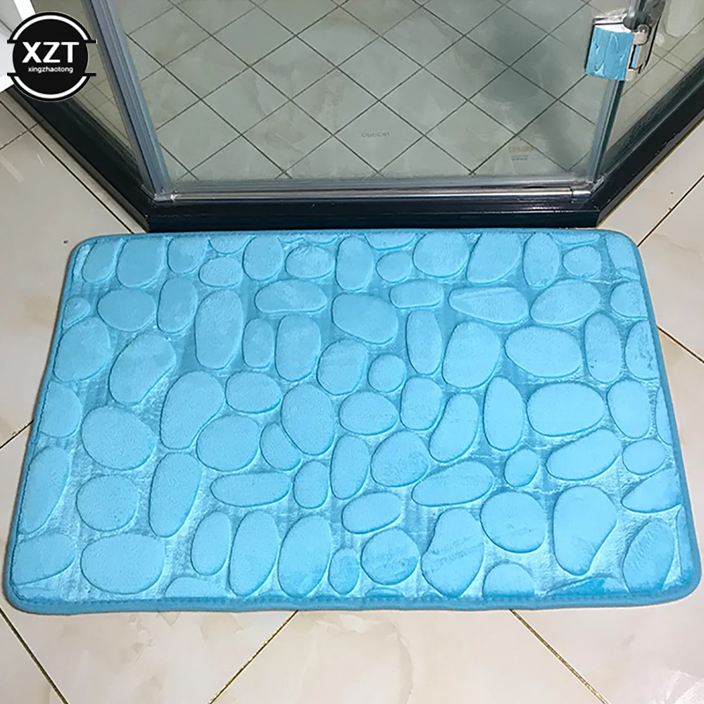 1pcs Memory Foam Foot Pad Cobblestone Embossed Bath Mat Non-slip Carpet Absorbent Bathtub Bathroom Carpet Shower Foot Pad Rug