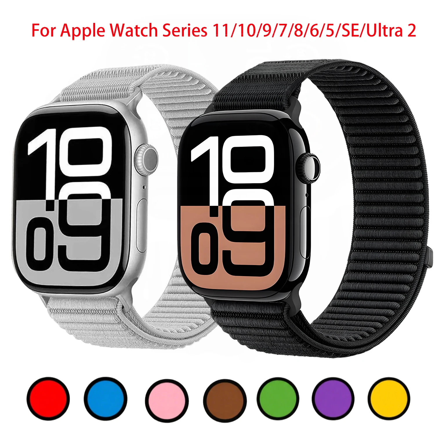 Nylon-Schlaufenarmband für Apple Watch Band 46 mm 42 mm 45 mm/40 mm 41 mm/49 mm 44 mm Armband für IWatch Serie 11 10 9 8 7 6 5 SE 3 Ultra