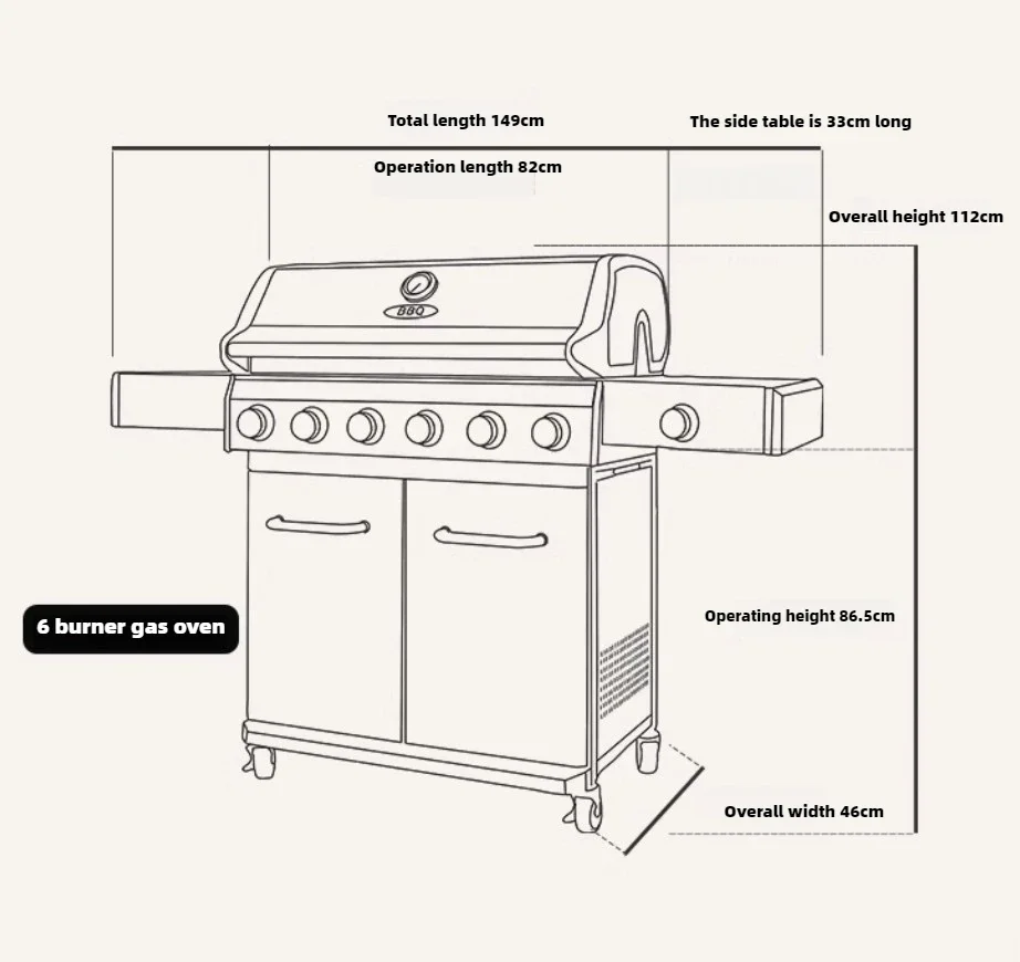 Home Outdoor Barbecue Grill Charcoal American Barbecue Grill, Home Patio Garden Deck Oven, Can Be Charcoal Gas Dual-use