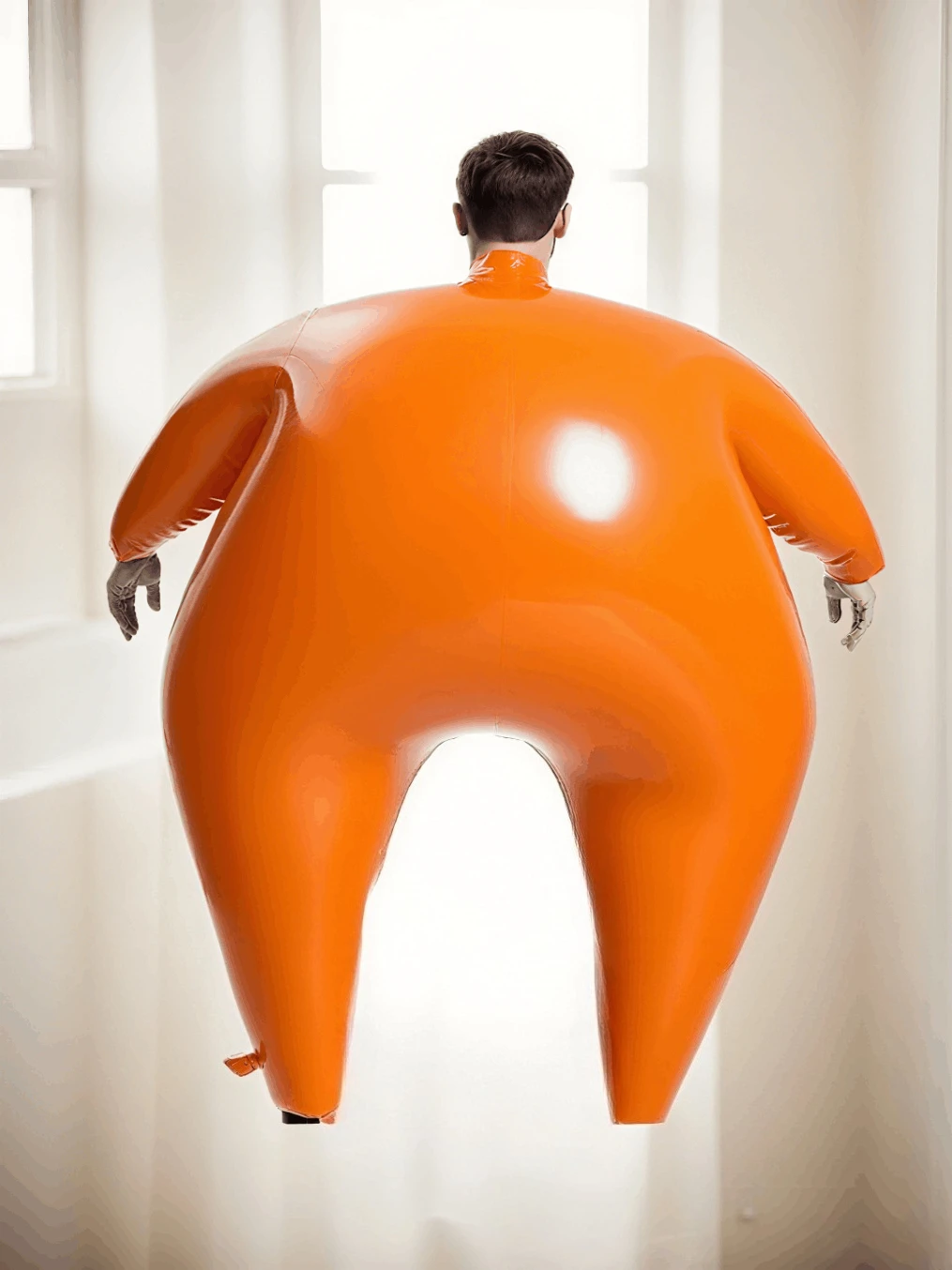 

customized fetish latex Inflatable rubber catsuit Eurocatlatex bodysuit Zip or belts thickness cosplay clubwearing orange