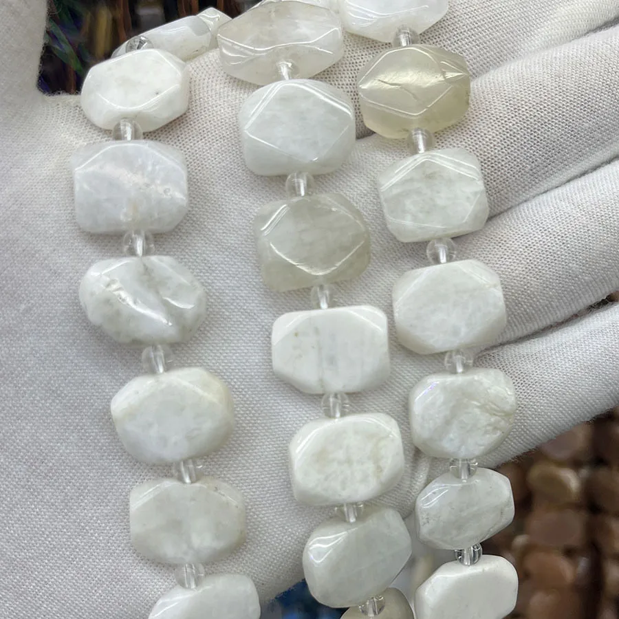 

Natural Crystal White Moonlight Stone Irregular Bead Loose For Jewelry Making DIY Necklace Bracelet Accessory15''12-16mm