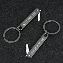 Keychain Personalized Customized Keyring for Car Phone Number Name for Men Women Anti-lost Pocket Knife Gift Key Chain