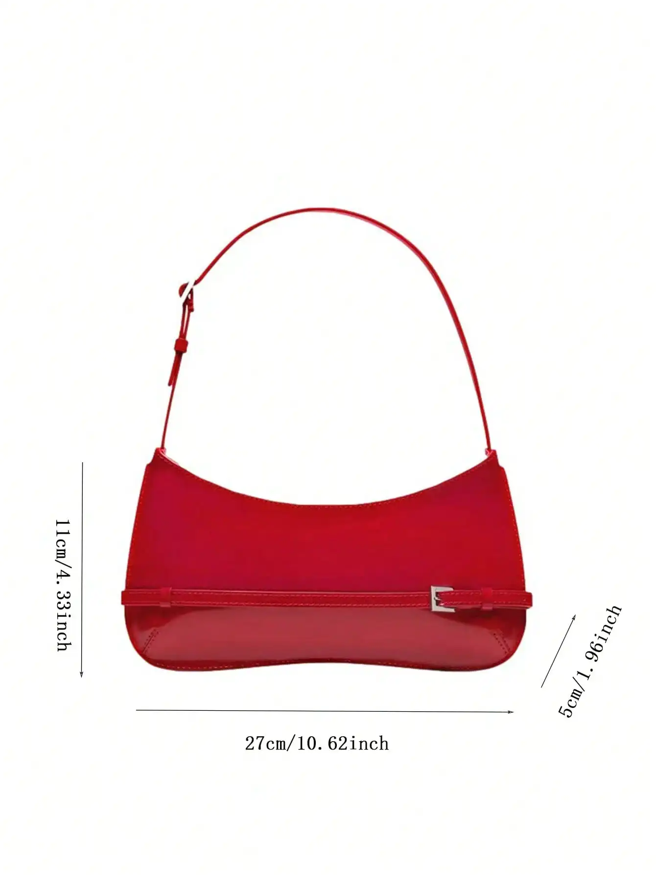 Underarm bag for women\'s 2024 summer new niche design with a touch of patent leather, one shoulder crescent shaped red bag