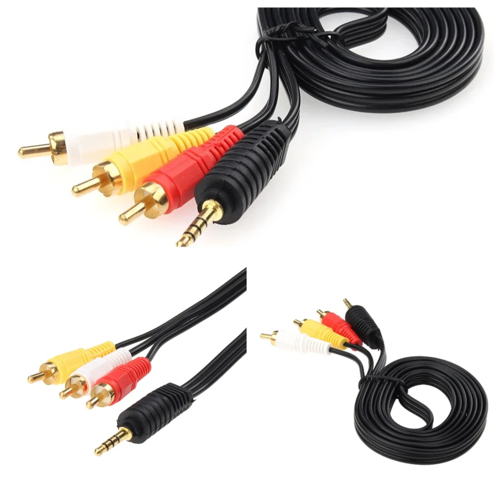 

100pcs 1.5M 3.5mm Jack Male Plug to 3 RCA Male Audio Video AV Cable Adapter AUX Cord For DVD TV Laptop Speaker