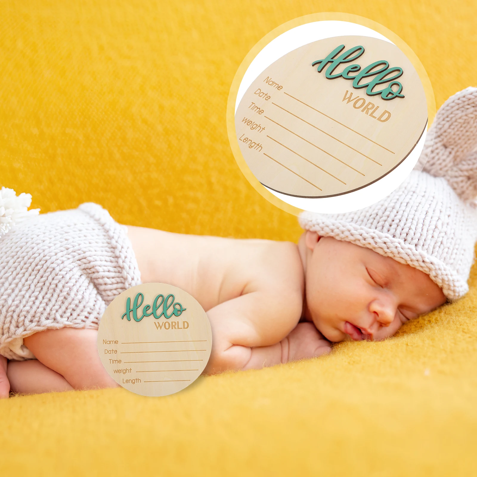 

Wooden Birth Round Sign for Hospital Baby Name Prop Newborn Baby Announcement Sign Infant Photography Safe Useful