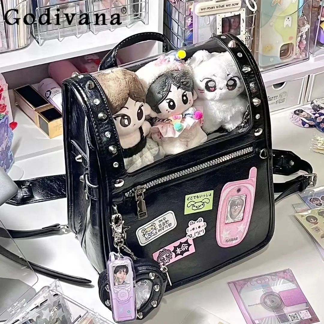 

Fashion Hottie Transparent Itabag Japanese Cute Black Backpack Women's Shoulder Bags Schoolbag