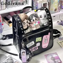 Fashion Hottie Transparent Itabag Japanese Cute Black Backpack Women's Shoulder Bags Schoolbag