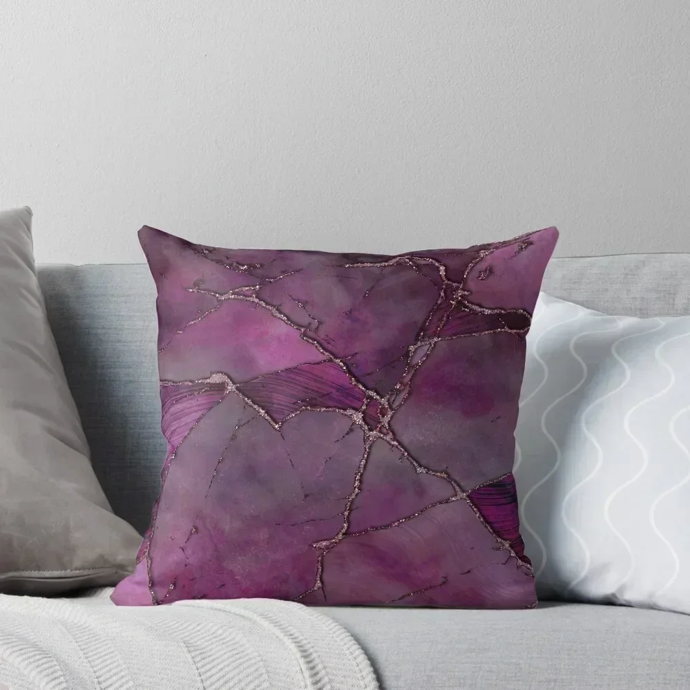 

Pink Purple Marble Gemstone Luxury Throw Throw Pillow Ornamental Pillow Plaid Sofa luxury sofa pillows pillow