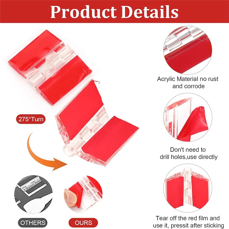 【B6R-Vendita】Kit di cerniere acriliche, 15 pezzi punzonatrice in plastica fai da te cerniera per pianoforte autoadesiva fibbie di chiusura set fibbia per porta per scatola senza foratura