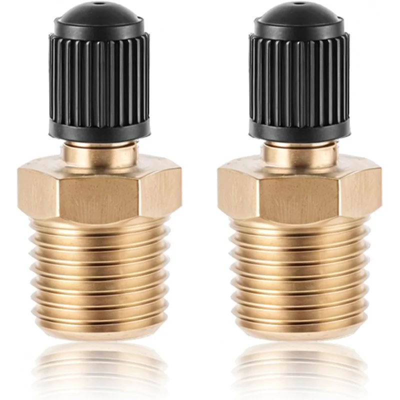 2pcs Schrader, 1/4''  Brass  Male Threads  Core Using with Compressor  with Sealing Caps