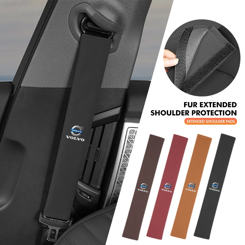 Extended Suede Seat Belt Cover Shoulder Protector Protective For Volvo XC40 XC60 XC70 XC90 V40 V60 C30 C70 S60 S80 S90 T6