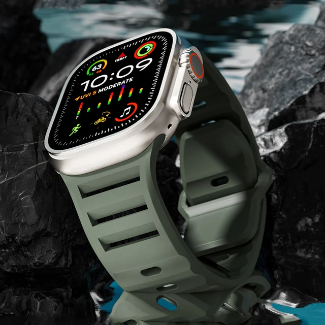 Sportowy pasek silikonowy do zegarka Apple Ultra 49mm 45mm 44mm 42mm pasek do zegarka bransoletka na nadgarstek iwatch Series 9 8 7 6 SE 5 4