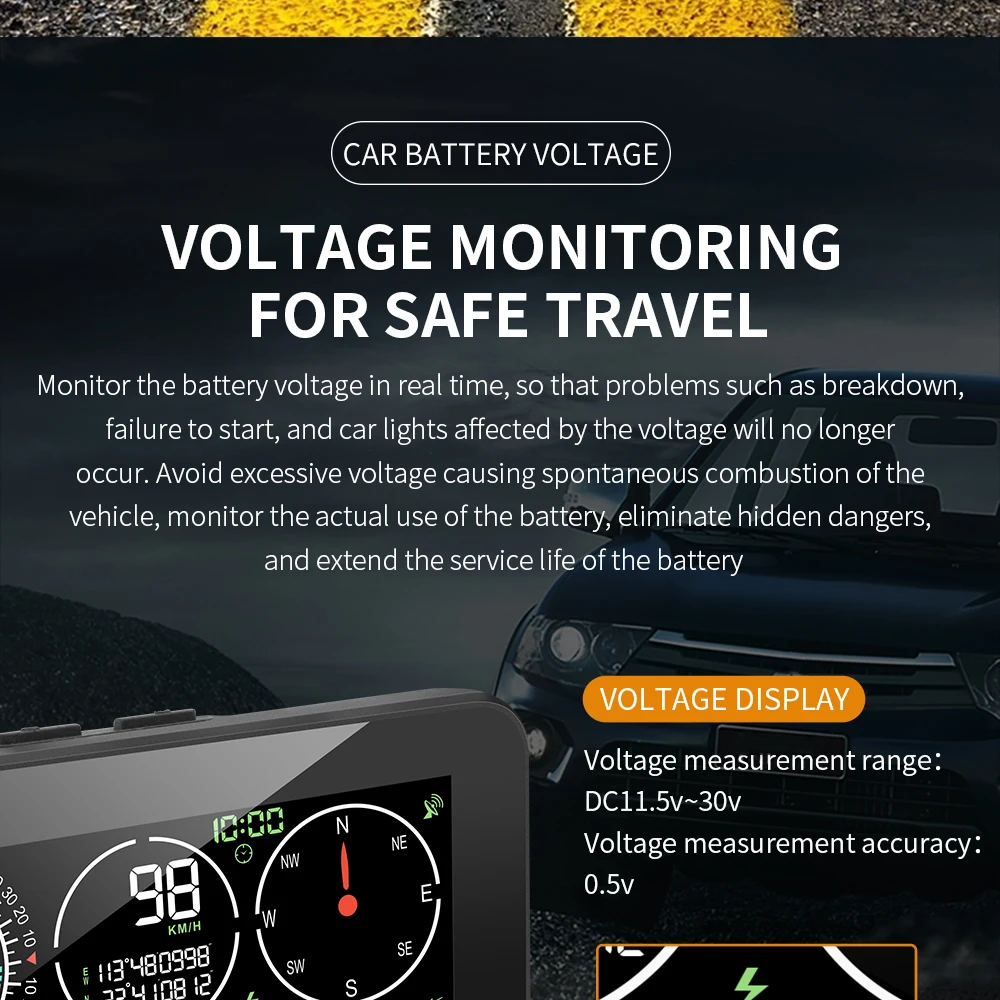 M60 Digitaler Geschwindigkeits- und Neigungsmesser Inclinometer M50 mit GPS-Tachometer und Kompass für Offroad-Zubehör 4x4 Bordcomputer – Detail 8