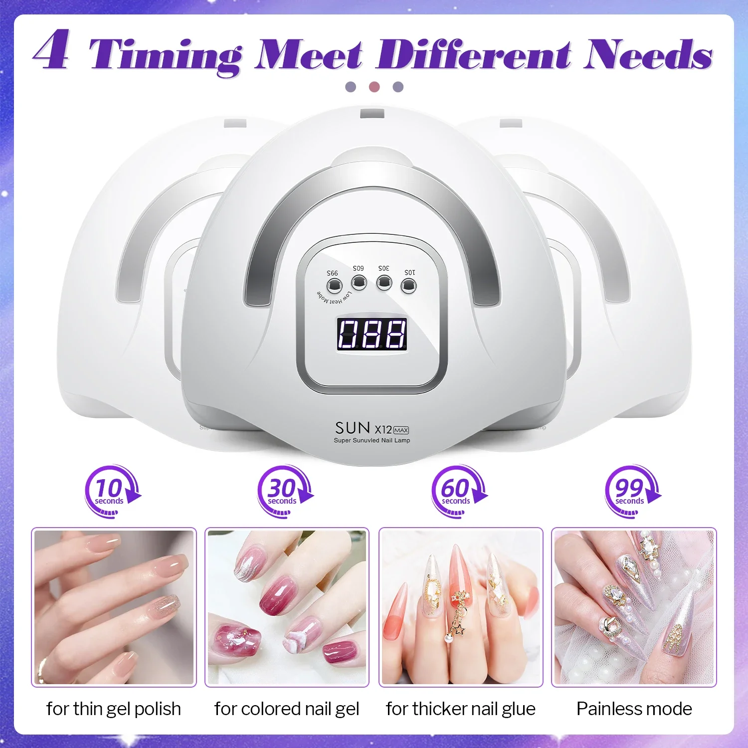 280W UV LED Nail Lamp For Curing All Gel Nail Polish 66LEDS Polish Curing Lamp With 4 Timer Setting Auto Sensor Manicure Tools