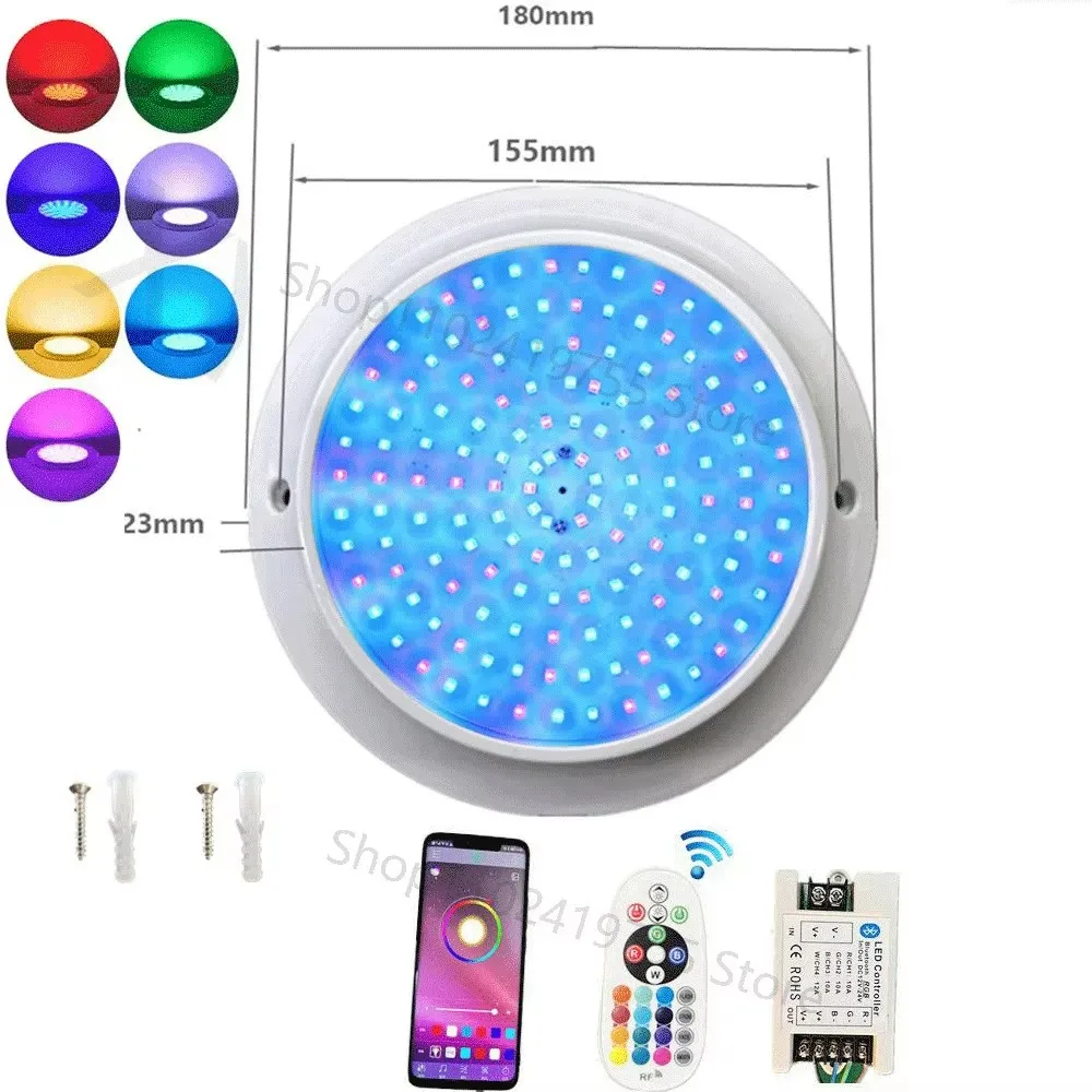 

RGB LED Pool Light 25W with Bluetooth APP Control 12V Waterproof Outdoor/Indoor Underwater Landscape Lamp Fountains Garden Pools