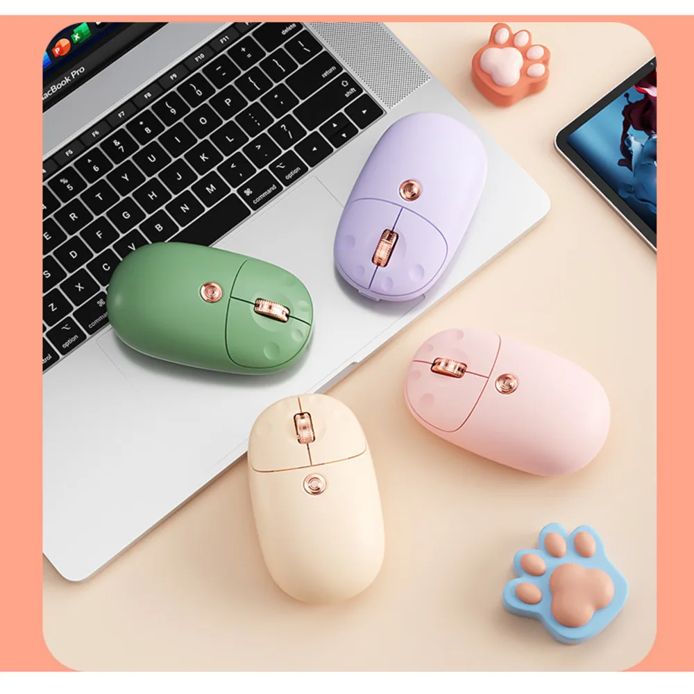 Mini Wireless Mouse Cute Bluetooth Dual-mode Mute Mause Portable Creative Cat Claw Rechargeable Mice for Laptop Tablet Girl Gift