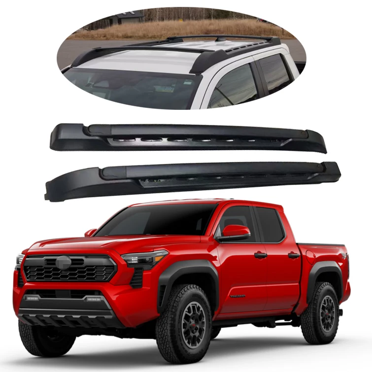 Riel de techo de aluminio para coche, compatible con Tacoma 2024 2025, portaequipajes superior de doble cabina, rieles laterales cruzados, accesorios exteriores para automóvil