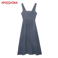 MNCCMOAA-abiti Slip senza schienale senza maniche da donna, abito Midi con spalline grigie Casual, estate, nuovo, 2024