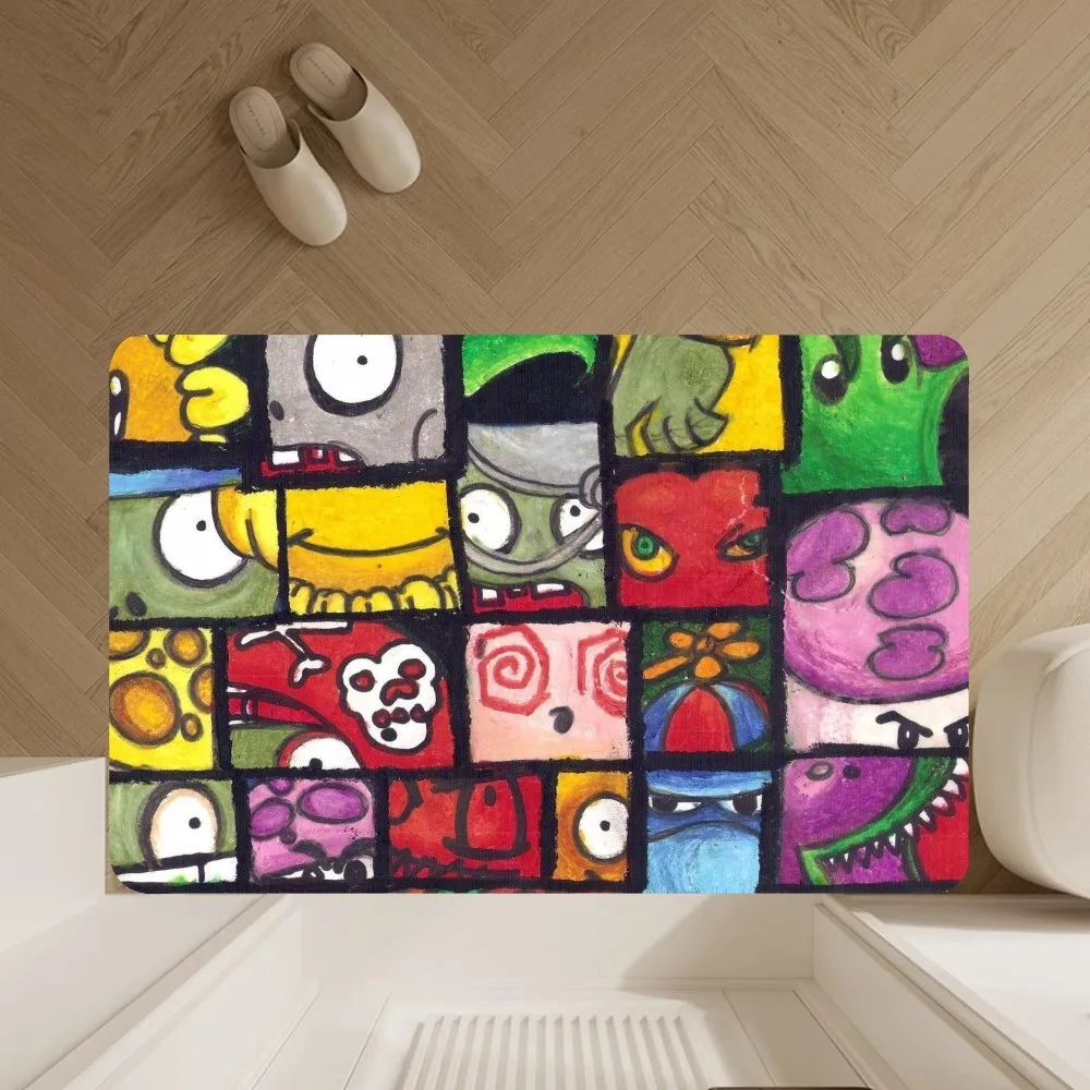 Game P-Plants vs Horror Z-Zombies  Floor Mat Anti-Slip Bathroom Kitchen Bedroom Living Room Entrance Rug Home Decor