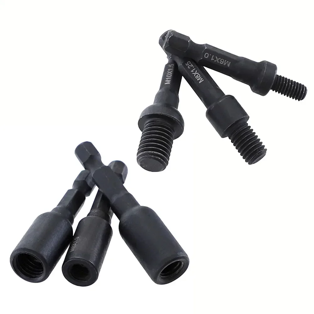 Adaptador de enchufe M6 M8 M10, vástago hexagonal de 1/4 pulgadas, tornillo de máquina, herramienta de roscado de enchufe métrico para taladro eléctrico, herramienta manual, 3 uds.