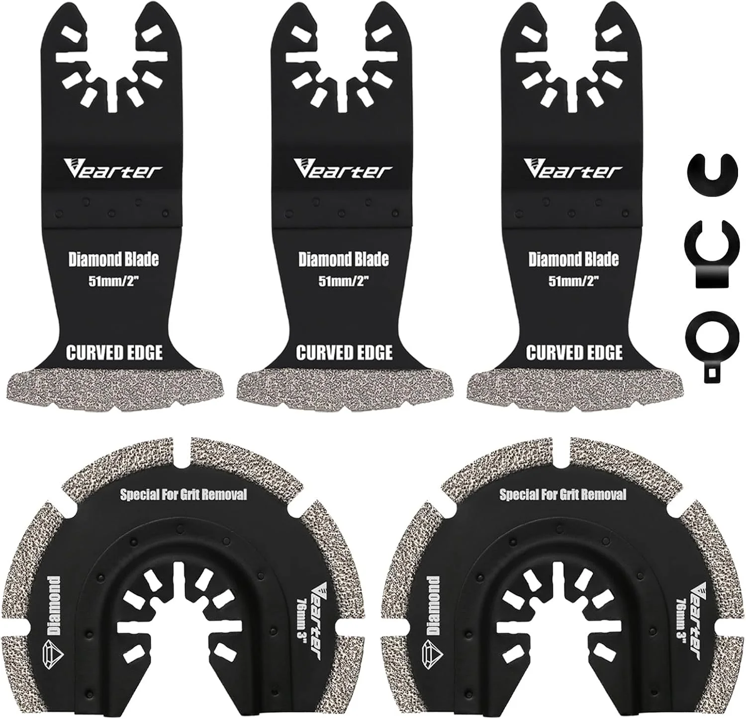 

5 шт. алмазный многофункциональный инструмент с адаптером, универсальные многофункциональные ножи для удаления затирки с зернистостью, быстросъемный для мягкой плитки, цемента