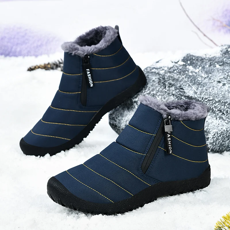 

2025 Winter Booties Men Snow BareFoot Casual Shoes Outdoor Work Shoes Ladies Warm Fur Men Ankle Shoes Male Snow Boots Plus Size