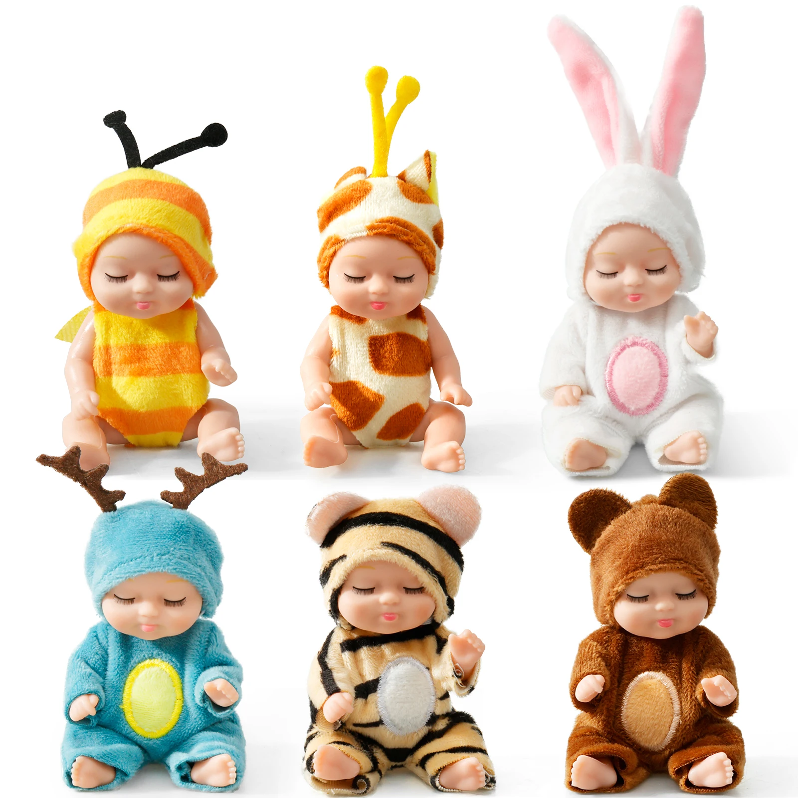 ชุดตุ๊กตาเด็กทารกหลับตา 6-12 ชิ้น ของเล่นตุ๊กตาเด็กทารกขนาดเล็กน่ารัก ชุดของเล่นตุ๊กตาเด็กทารกหลับตา ของขวัญวันเกิด วันคริสต์มาส สำหรับเด็กผู้หญิง