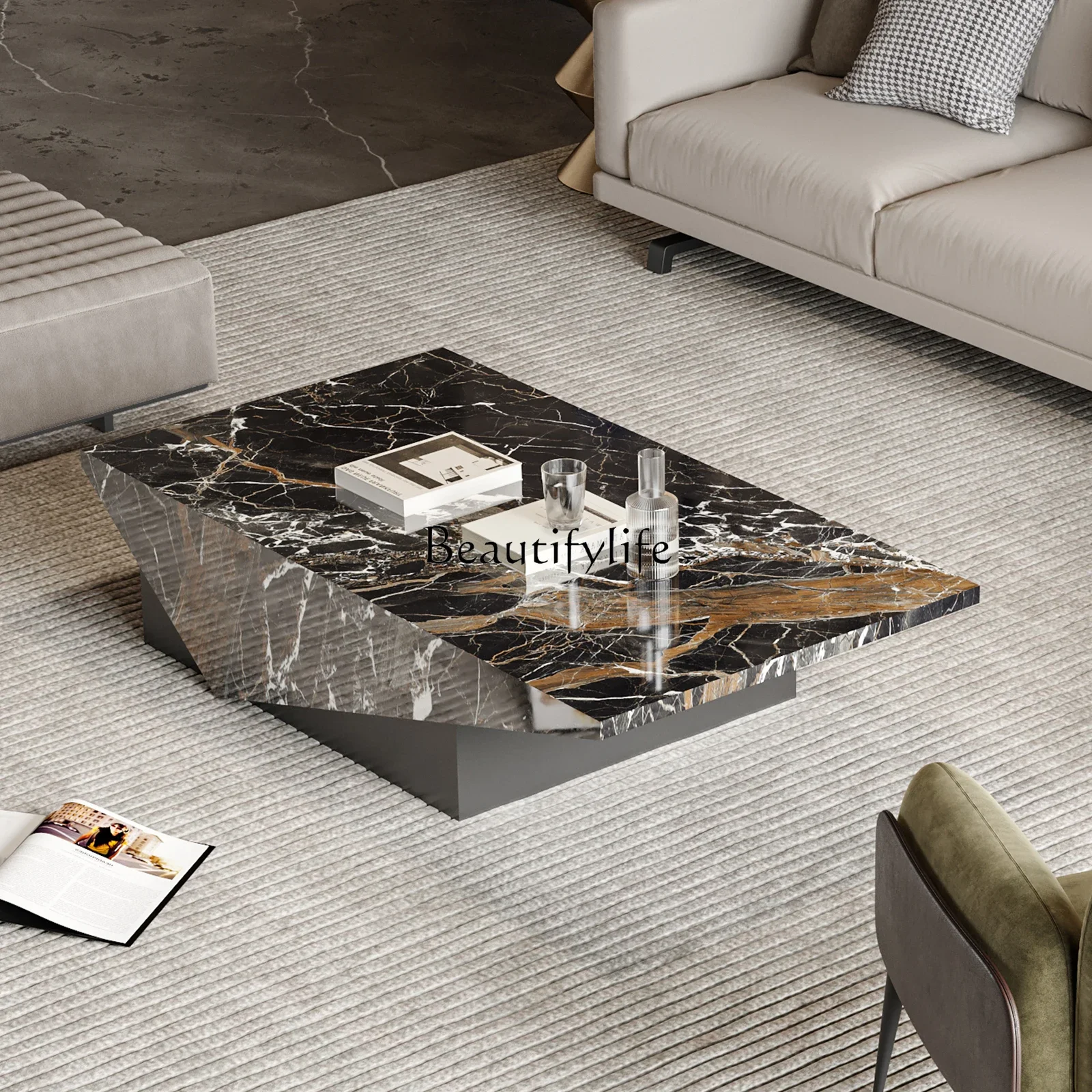 

yj32 2025 new modern simple rock slab coffee table creative special-shaped high-end coffee table