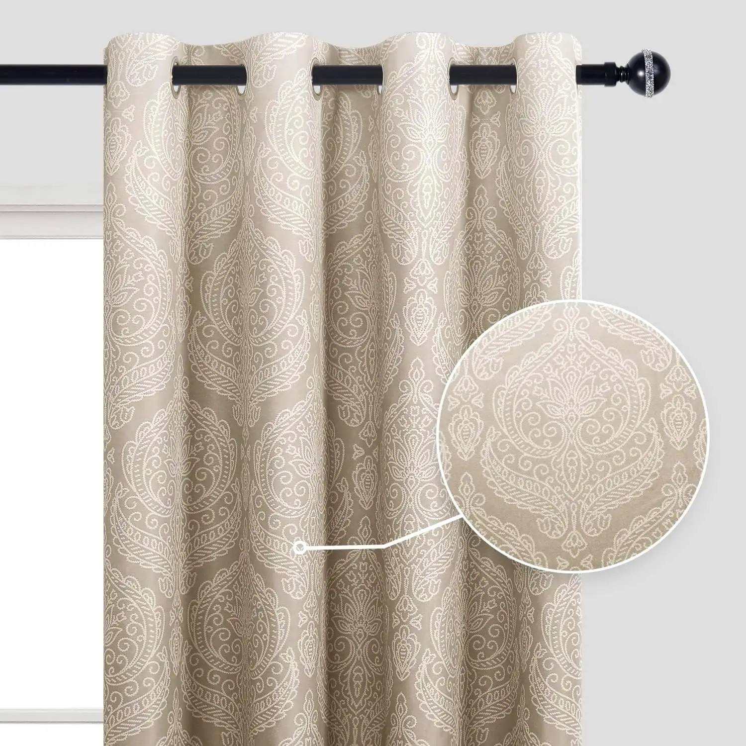 

Dwcn Ombre Blackout Curtains For Bedroom - Damask Patterned Thermal Insulated Energy Saving Grommet Curtains For Living Room,