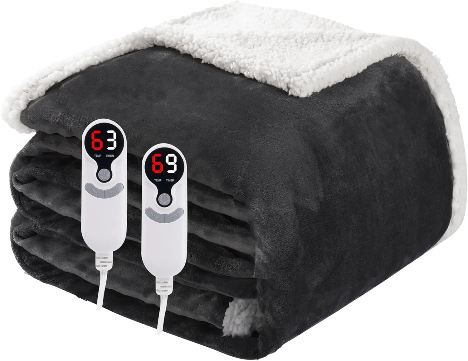 

Queen Size Electric Heated Blanket with Dual Controllers, 6 Heat Settings & Overheat Protection for Winter Comfort