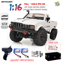 WPL C24 Full Scale RC Car 1:16 2.4G 4WD Rock Crawler Electric Buggy Climbing Truck LED Light On-road 1/16 For Kids Gifts Toys