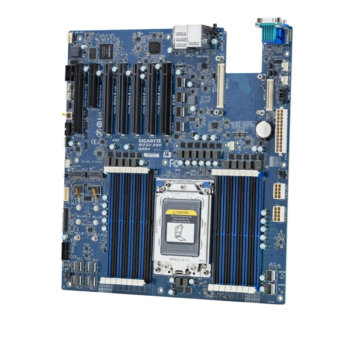 MZ32-AR0 E-ATX Motherboard EPYC 7003/7002 DDR4 2xRJ45 VGA COM 1xMLAN 6xSlimSAS 5xPCIe Gen4x16 for Gigabyte