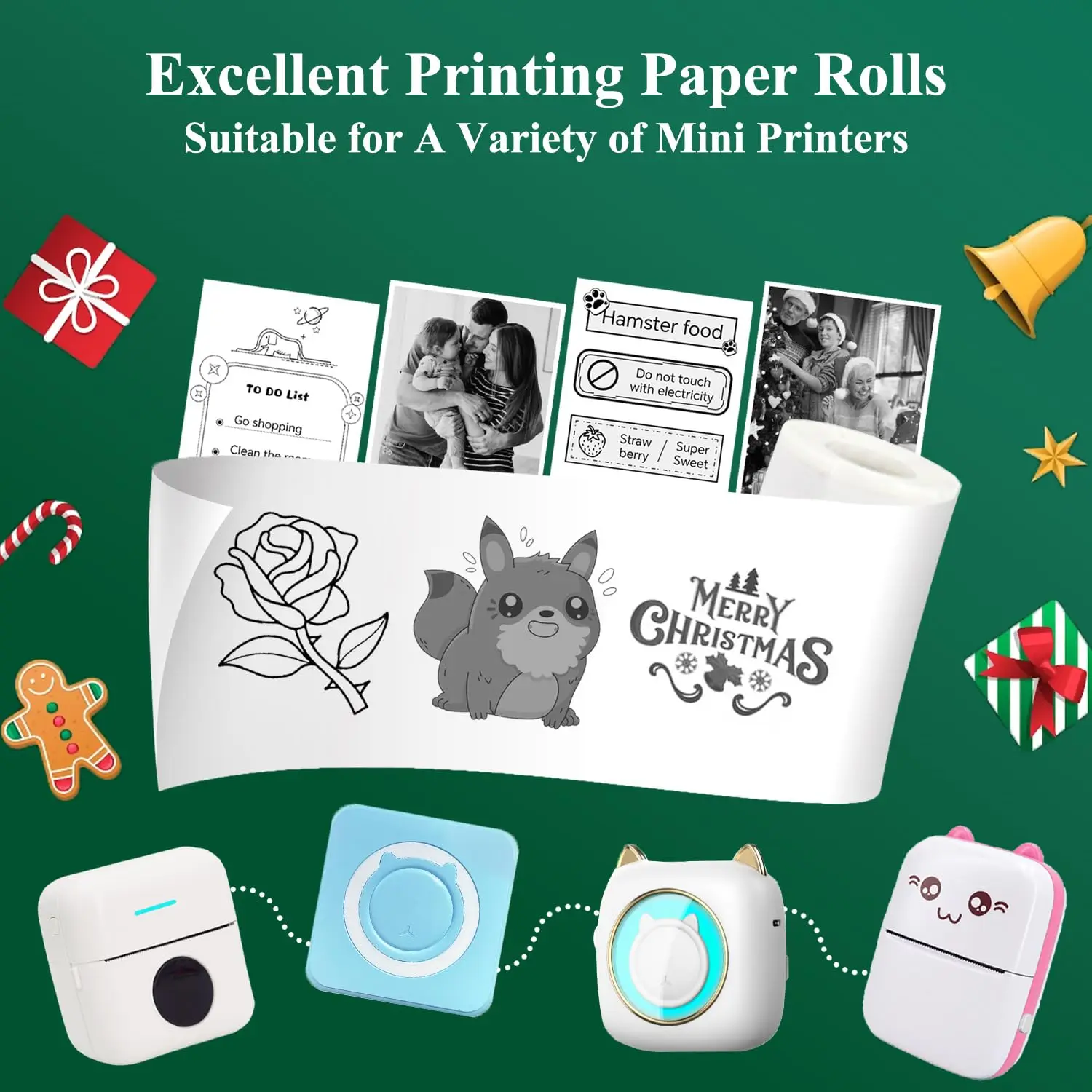 Мини-бумага для термопечати для мини-портативных принтеров, 57Х25 мм, подходит для различных принтеров без чернил.