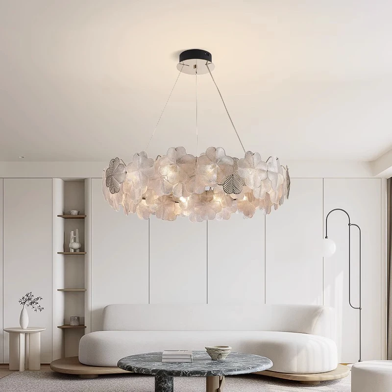 Modern French Lustres Decoration Maison Four-leaf Clover Glass Pendant Light Cocina Creative Led Dining Room Casa Lampe