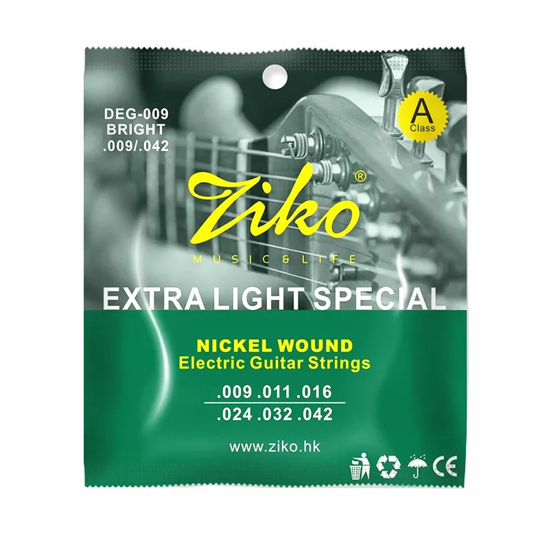 ZIKO DEG-009 Electric Guitar Strings Steel Core Surface Coating Nickel Extra Light Special Musical Instrument Accessorie Parts