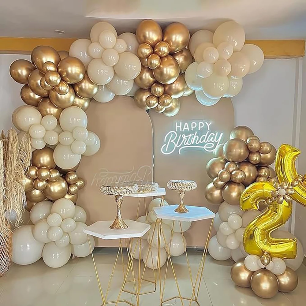 Nude Balloons Garland Skin Metal Gold Balloon Arch Kit Bear Theme Kids Birthday Party Baby Shower Wedding Anniversary Decoration