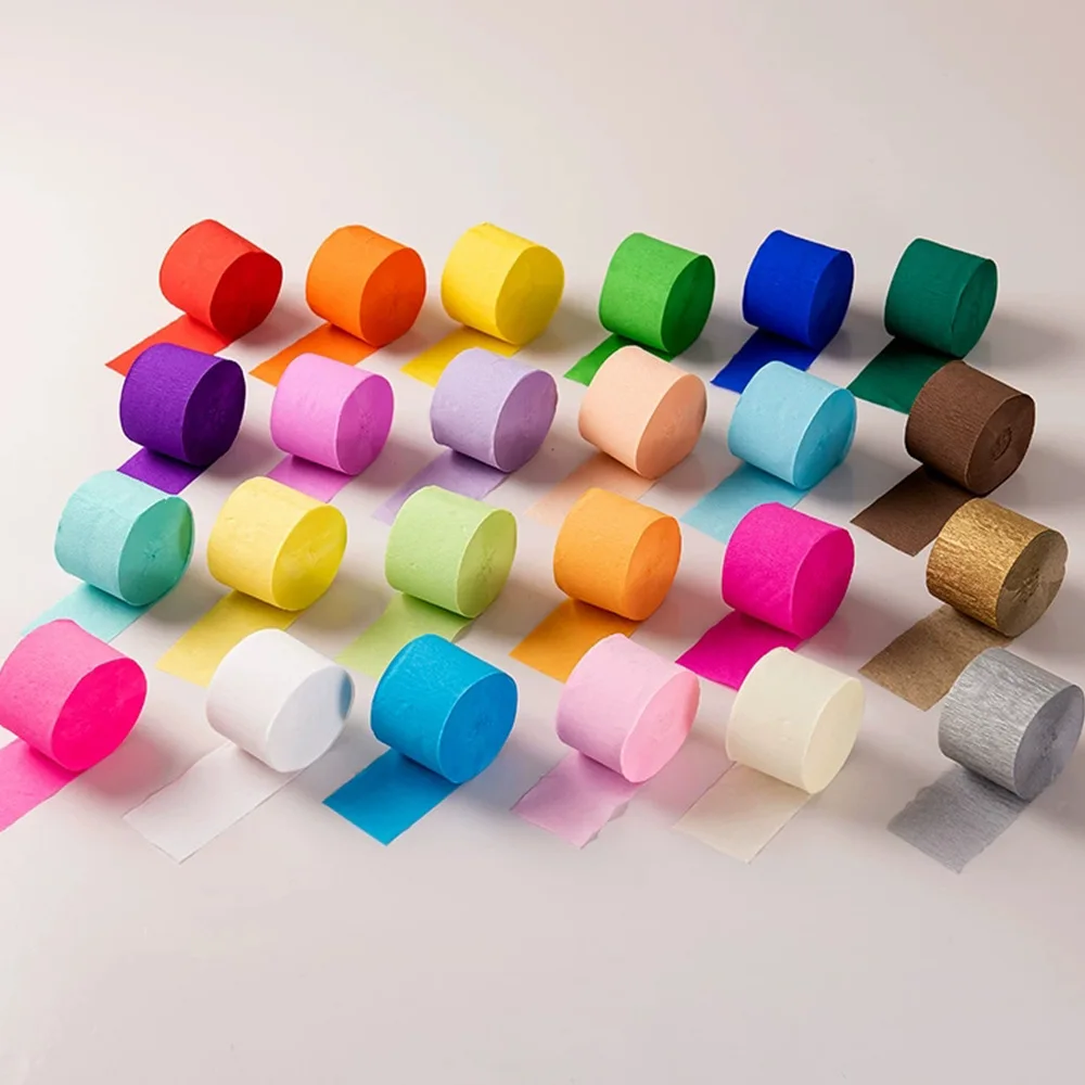 3/6 Stück 4,5 cm Regenbogen-Krepppapierbänder für Hochzeit, Geburtstag, Party, Hintergrunddekoration, bunte Krepppapier-Banddekoration – Detail 2