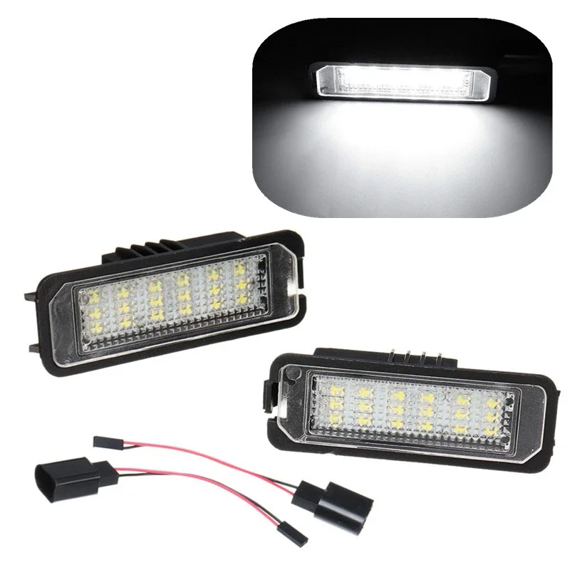 2x 12V 5W 18 LED Car Number License Plate Lights Lamps White For VW GOLF 4 5 6 7 Lupo Scirocco Polo 9N 6R Passat B6 Phaeton