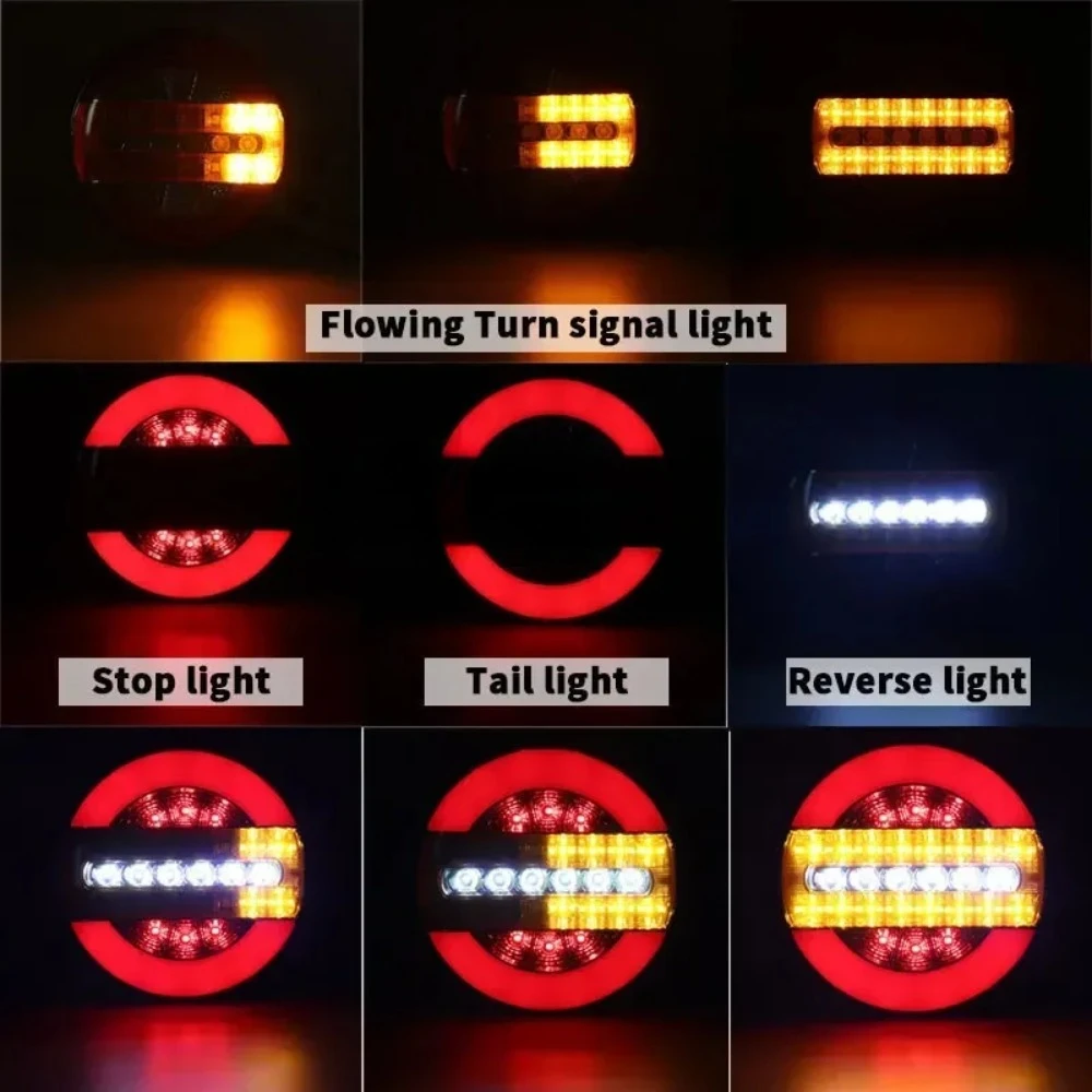 1/2/4 Uds 12V 24V LED remolque camión luz trasera luz trasera luces de freno inverso coche barco
