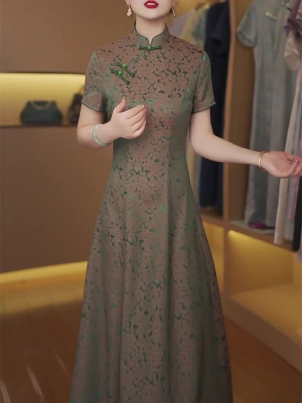 

Chic Chinese Sle Revamped Dr Slimming Waist Design Summer New Arrival Youthful Mommy Faion ort Sve Dr