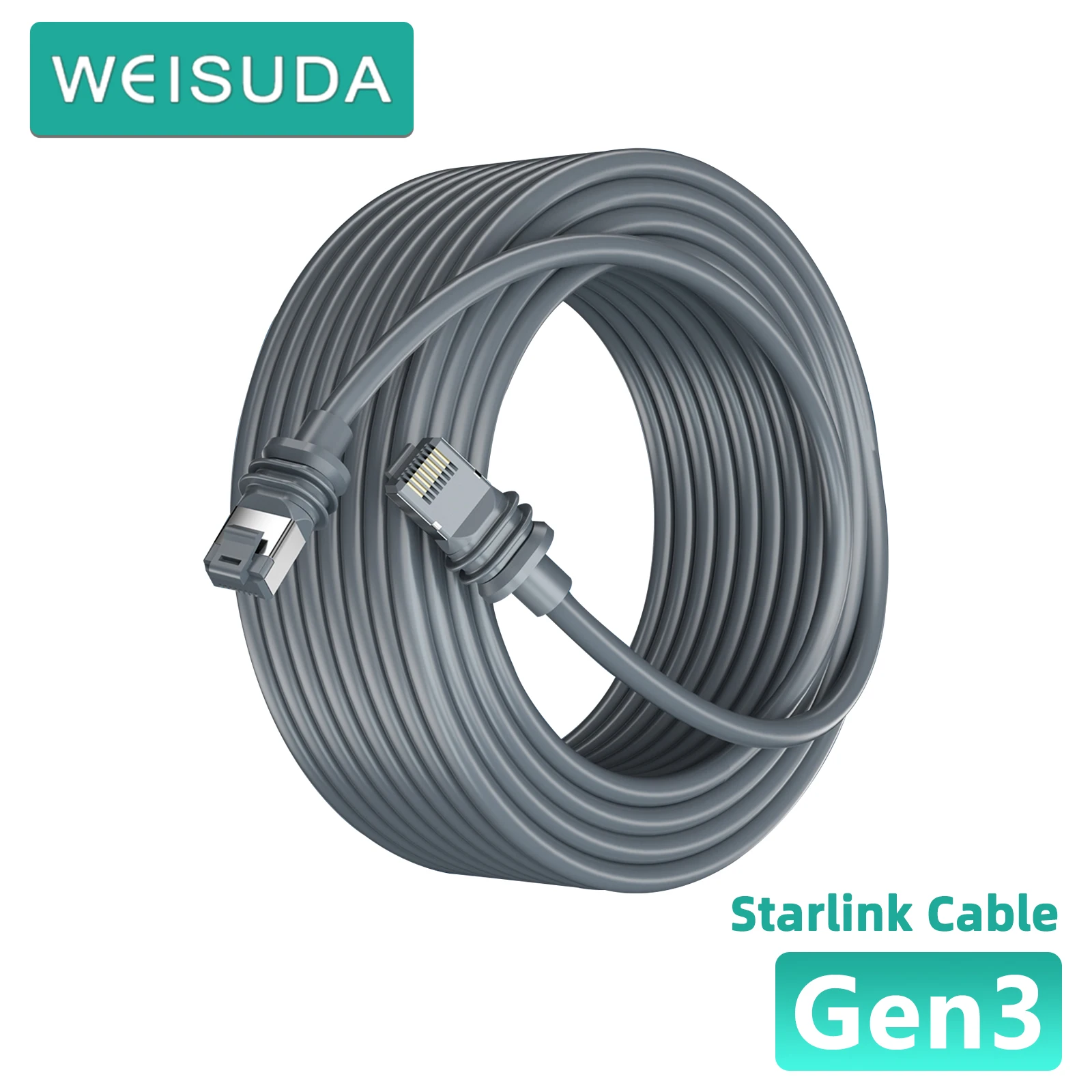 

Starlink Cable Satellite Replacement Cable 1200Mbps IP68 Waterproof Starlink Extension Cable for Rectangular Satellite Gen 3 V3