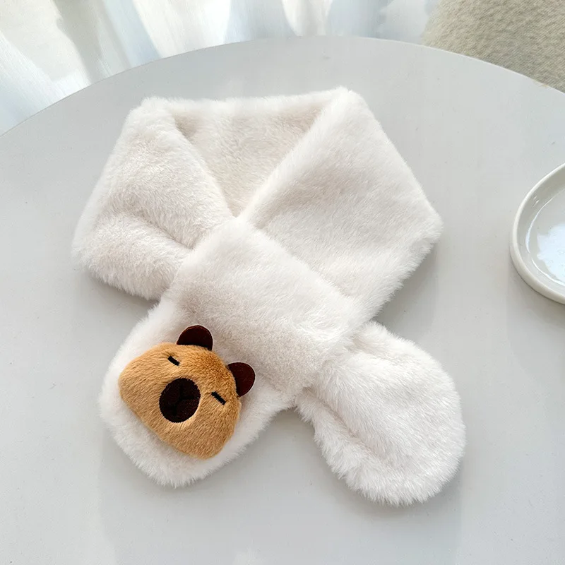 

Милый зимний детский шарф с крестом, однотонный утолщенный шарф капибары, теплый шейный платок