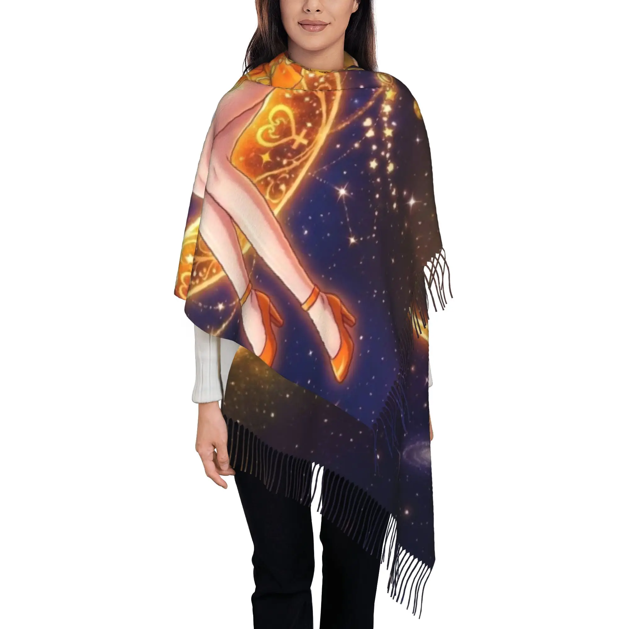 Sailor VenusTassel Scarf S-Sailor Moon Cold Day Long Keep Warm Gifts Tassels Shawl Scarves